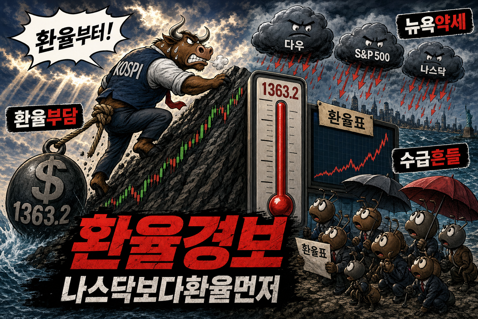 환율 상승에 흔들리는 코스피 황소